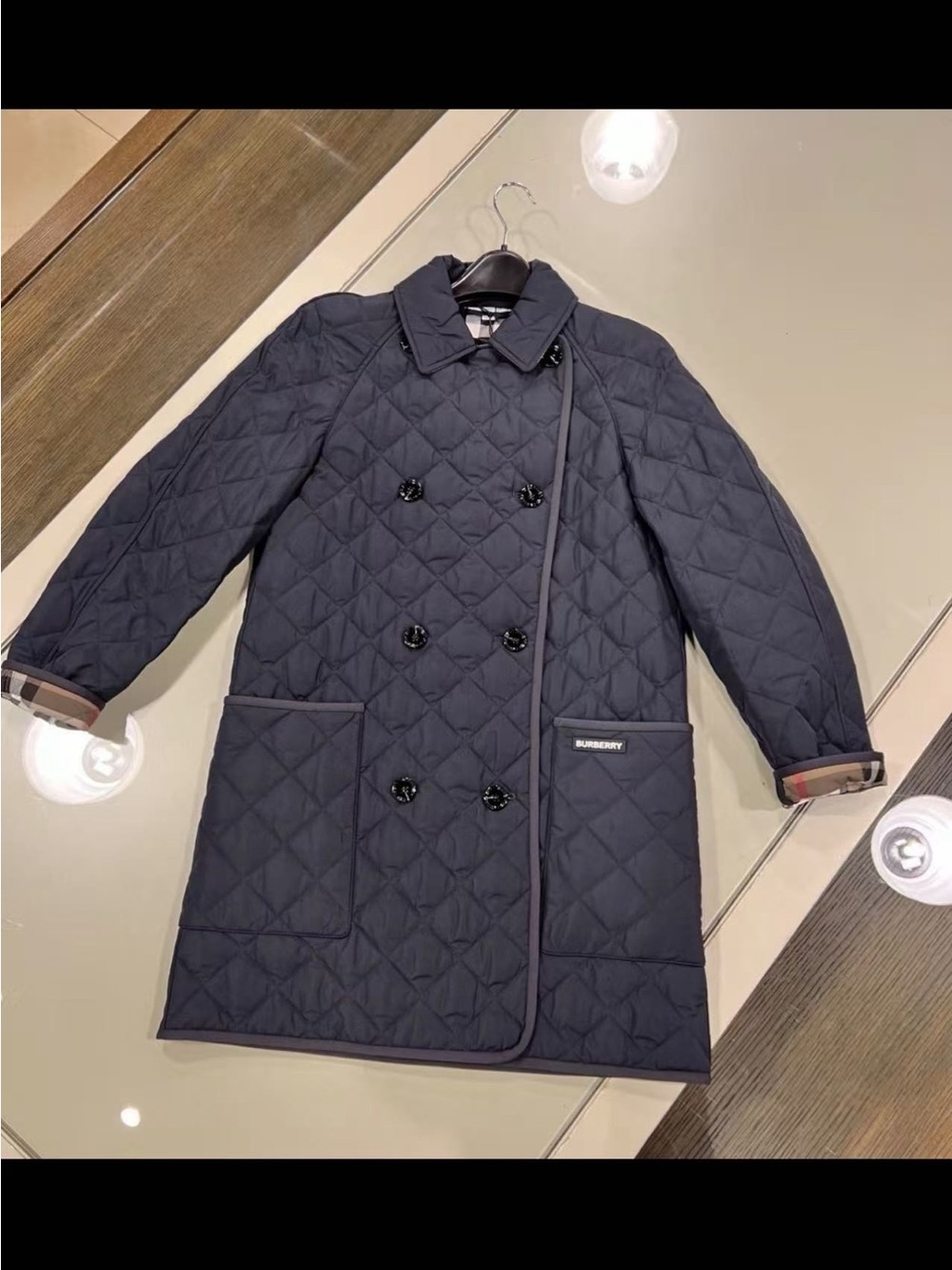 NWT Burberry Quilted Double-Breasted Navy Coat XS-XL